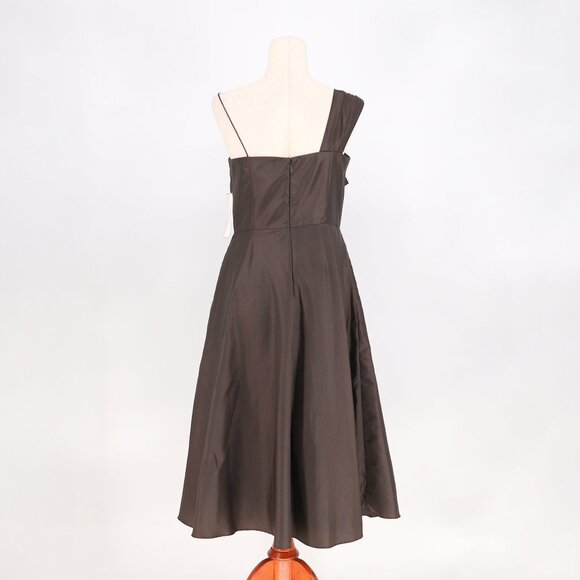 NWT ELIZA J Vintage One Shoulder Strap Midi Dress with Patticoat in Brown Size 8 - Picture 4 of 9